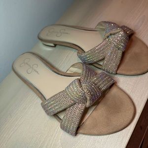Jessica Simpson Rhinestone Slip On Slide Sandals